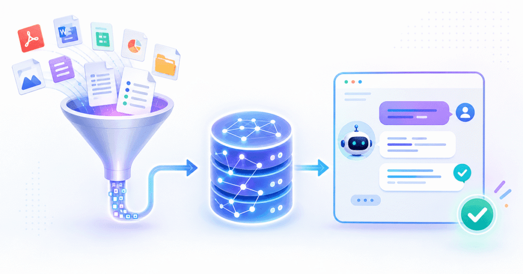 Architecture diagram for AI chatbot development India small business teams use to ship RAG-based support bots